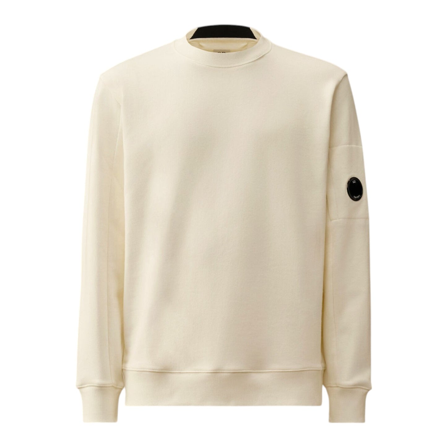 C.P. Company White Diagonal Raised Fleece Lens Sweatshirt
