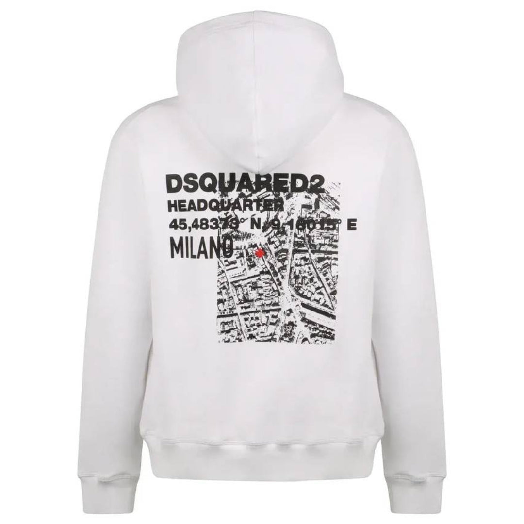 Dsquared2 Ceresio Map Cool Fit Hoodie White M