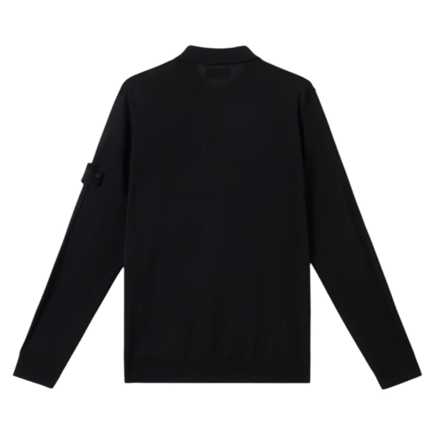 Stone Island Pure Wool Long Sleeve Ghost Black Long Sleeve Collared Sweashirt