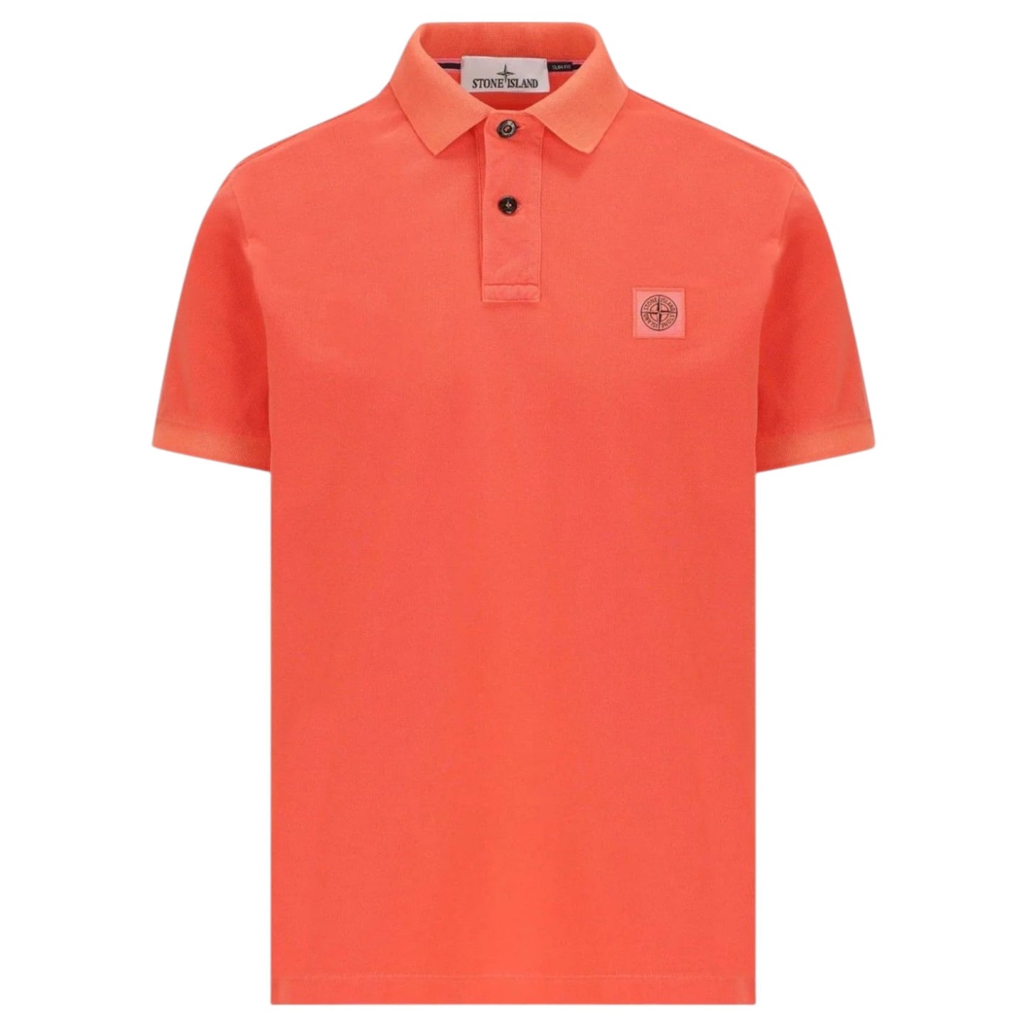 Stone Island, Slim Fit Papaya Polo Shirt with Compass Patch
