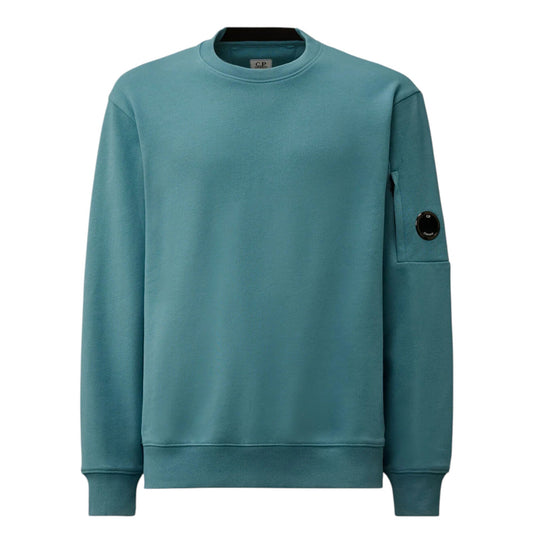 C.P. Company Diagonal Raised Fleece Crewneck Aegean Blue Sweatshirt