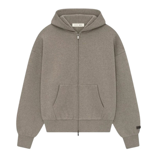 Essentials Heather Stone Zip-Up Hoodie