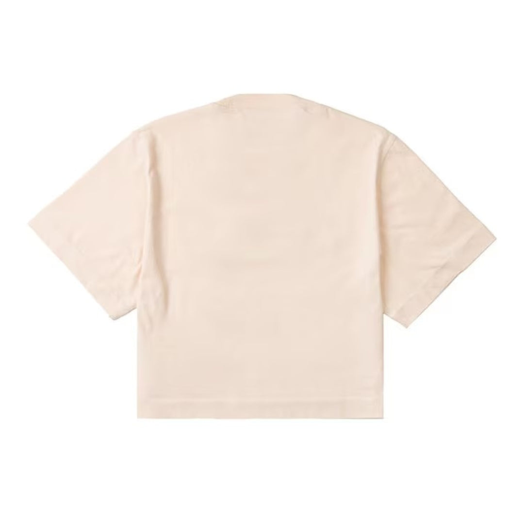 Off-White Embroidered Baseball Logo Crop Tee Beige XS