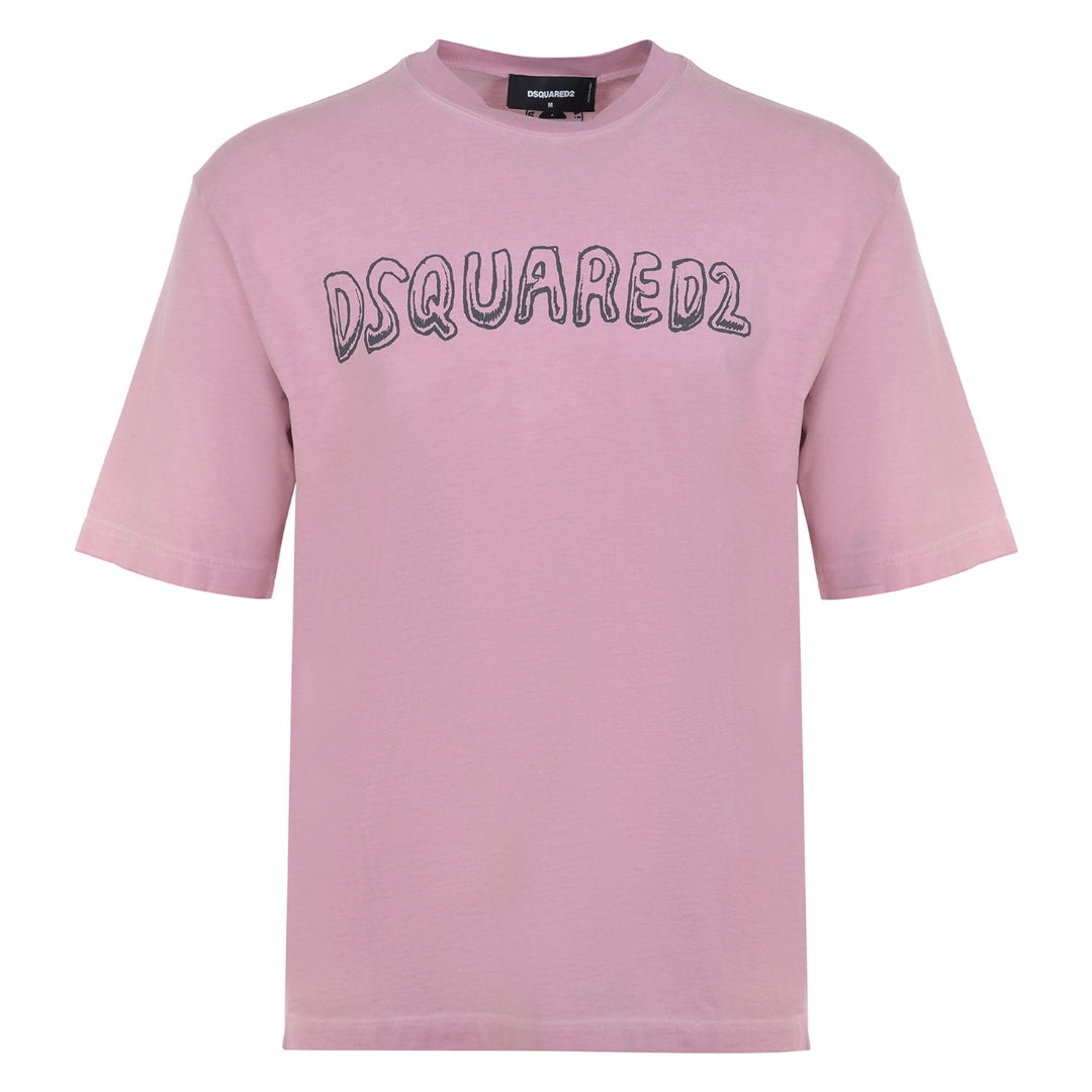 Dsquared2 Best Fade Loose Fit Cartoon Logo T-Shirt Dusty Antic Rose S