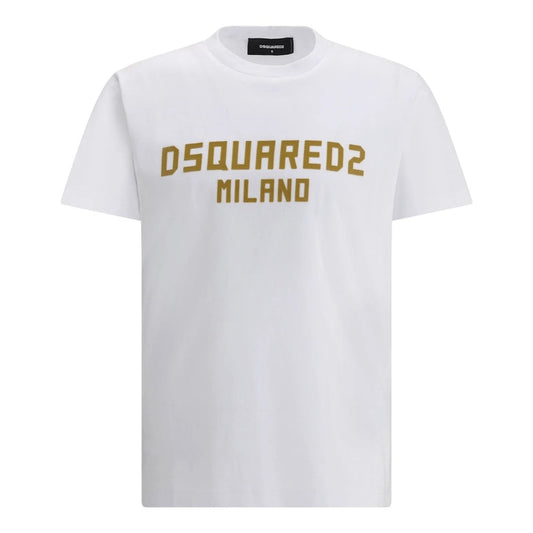 Dsquared2 Cool Fit Dsquared2 Milano T-Shirt White Ochre Print S