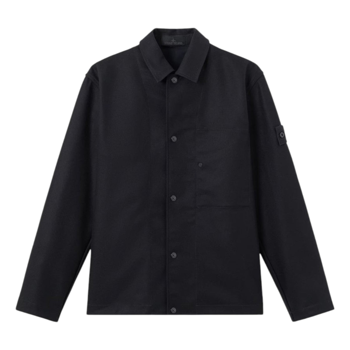 Stone Island Nylon Wool Flannel Ghost Black Overshirt