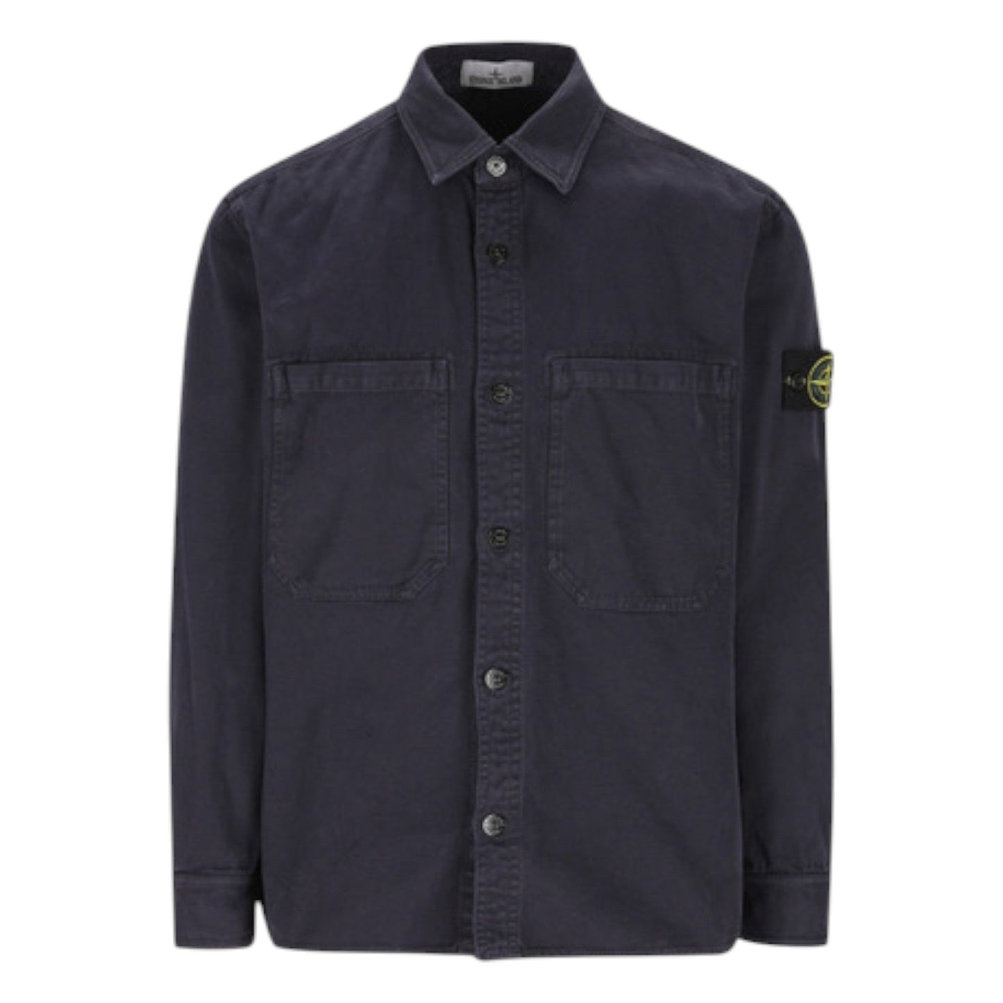 Stone Island Organic Panama Cotton Blue Overshirt