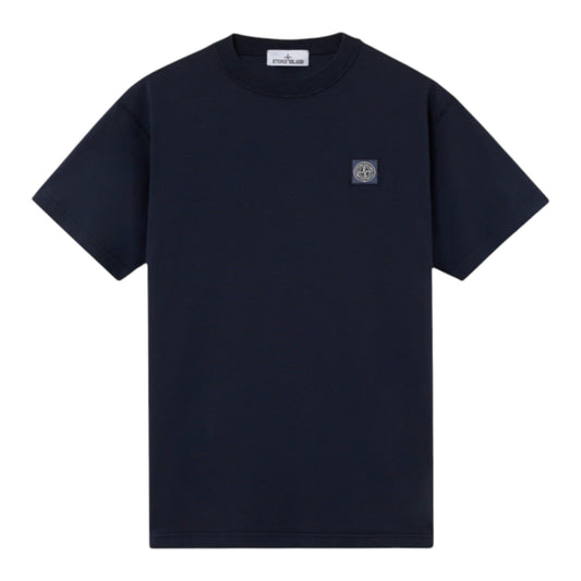 Stone Island Organic Cotton 'Fissato' Effect Navy T-Shirt