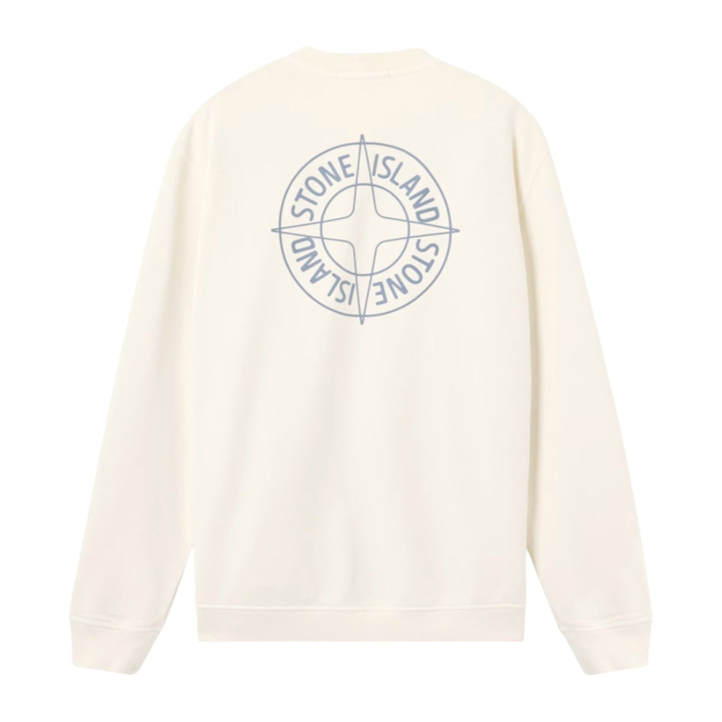 Stone Island Cotton Fleece Compass Logo Print Ivory Sweatshirt