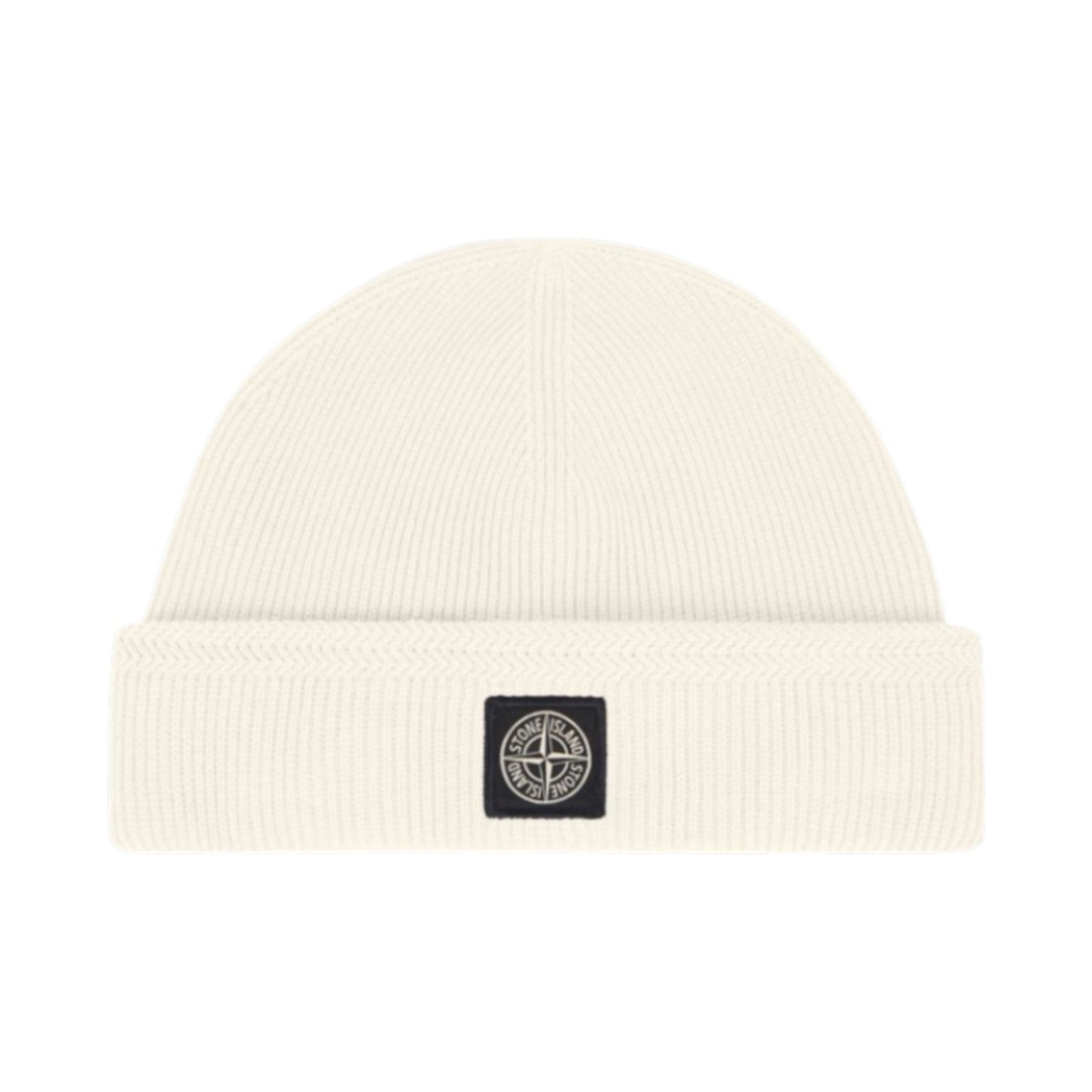 Stone Island Ribbed Organic Cotton Beige Beanie Hat