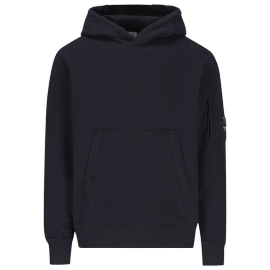 C.P. Company, Brushed Cotton Fleece Navy Blue Hoodie
