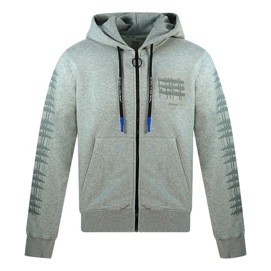 Off-White Diag Indus Dripogo Grey Zip Up Hoodie