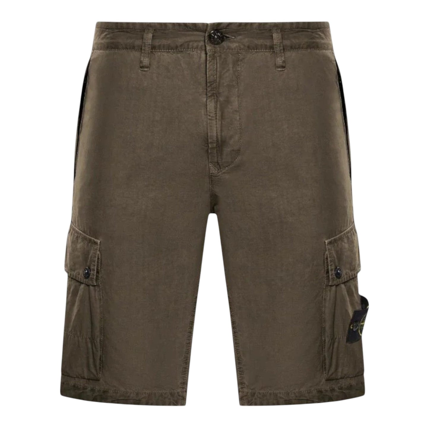 Stone Island, Slim Fit Cargo Shorts with Zip Pockets in Military Green