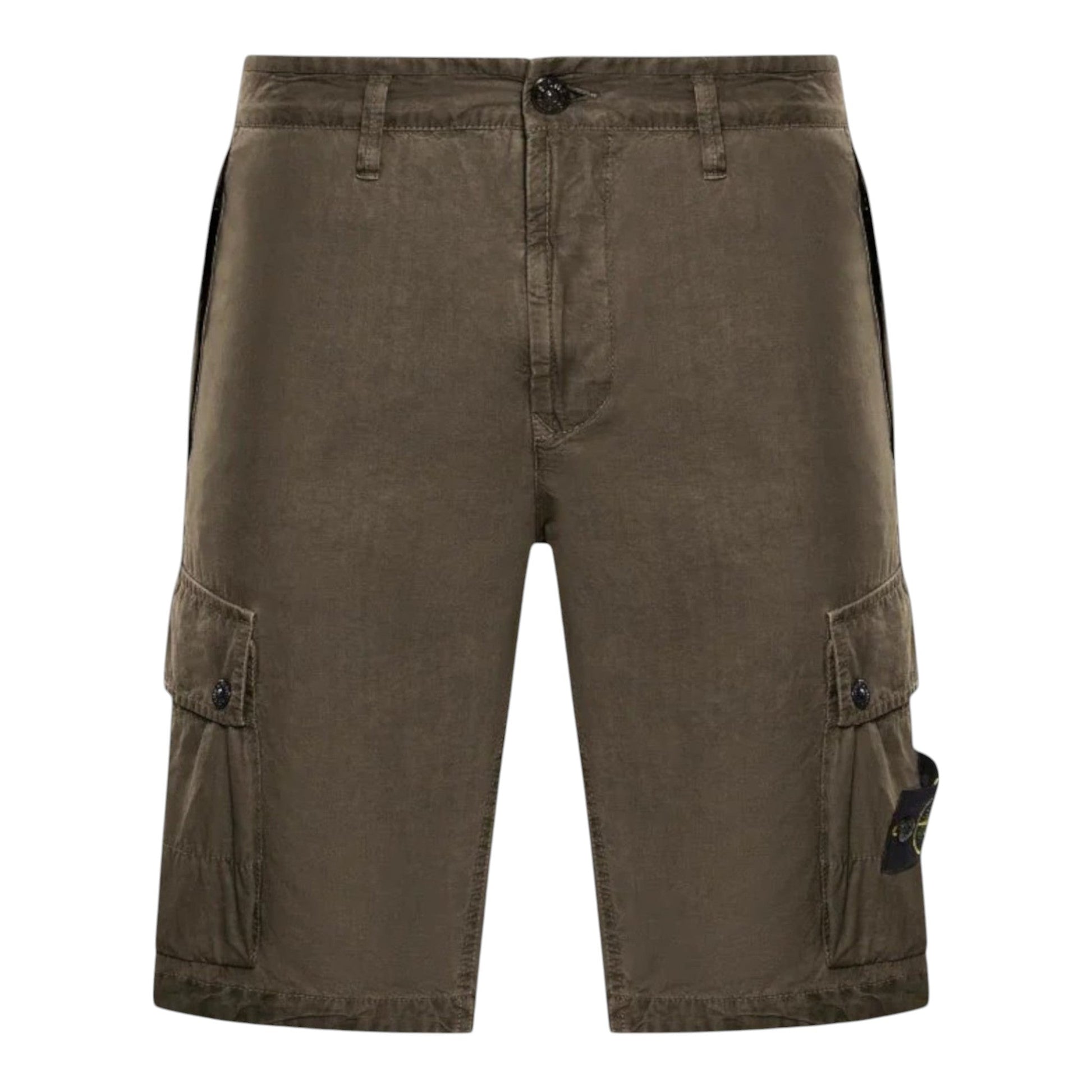 Stone Island, Slim Fit Cargo Shorts with Zip Pockets in Military Green
